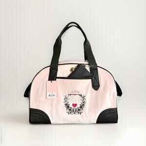 JUICY COUTURE Heritage Weekender Dome Bowler Duffle Bag Charm Velour Crown Crest